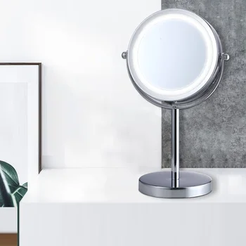 6in Çift yüzlü makyaj aynası HD Masaüstü Ayna Lambası Led makyaj aynası 3X Büyüteç makyaj masası aynası Gümüş Ayna