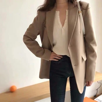 Kadın Sonbahar Iş Ceket Bahar Ofis Bayan Ince Ceket Dış Giyim Casual Uzun Kollu Temel Üstleri chaquetas mujer 5