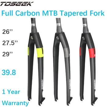 Toseek MTB karbon fiber çatal konik çatal 26 27.5 29 inç 28.6 mm 39.8 mm UD toray karbon ultralight dağ bisiklet çatalı 13