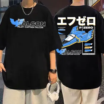 Anime Erkek Kadın Retro Karikatür grafikli tişört Kovboy Bebop Mavi Falcon baskı t-shirt Tops Düzenli erkek Büyük Boy Pamuklu T Shirt 19