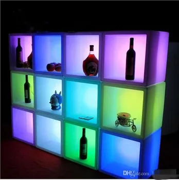 Yeni led mobilya Su Geçirmez şarj Edilebilir LED ekran bar dolabı 40cm X 40cm X 40cm renkli değişti şarap dolabı bar disko kaynağı 9