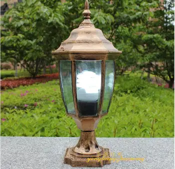 Antik pirinç peyzaj vintage klasik açık IP65 bronz eskrim baba sütun ışığı bahçe su geçirmez lamba