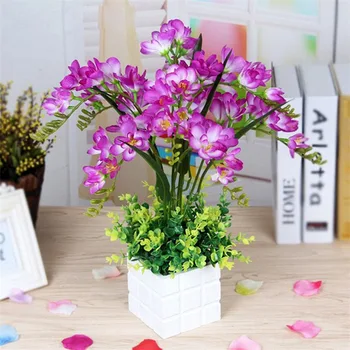 Yapay çiçek Sahte İpek Orkide Saksı Yapay Bonsai Ev Düğün Parti İçin Masaüstü Dekor Çiçek Simülasyon Bitki Çiçek 18