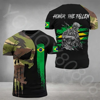 Yaz Yeni Erkek T Shirt Ordusu Gazileri Baskılı yaka Kısa Kollu T Shirt Sokak Serin Üstleri Erkek Giyim Brezilyalı  10