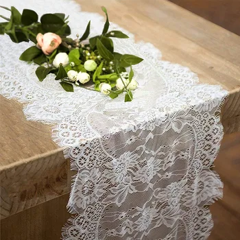 Sıcak satış 35x300 cm dantel çiçek beyaz siyah masa örtüsü sandalye kemer ziyafet vaftiz düğün parti masa masa koşucu dekorasyon 16