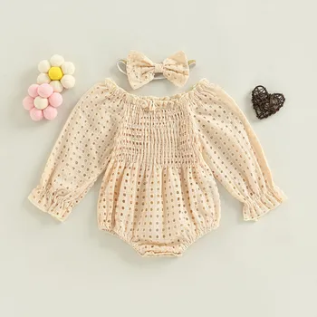 Yeni Doğan Bebek Kız Giysileri Sonbahar Kış Bodysuits Uzun Kollu Off-omuz Hollow Pileli Tulumlar Bebek Giyim 0 ila 18 ay