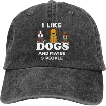 Köpekleri Severim ve Belki 3 Kişi kovboy şapkası Erkekler ve Kadınlar beyzbol şapkası Retro Baba Şapka Ayarlanabilir güneş şapkası 9