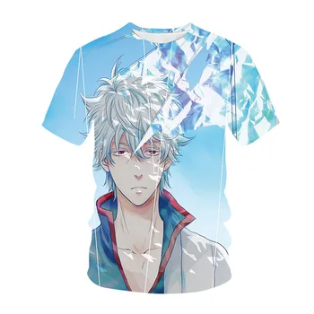 Gıntama 3d Baskı T-shirt Erkekler Moda T-shirt Çocuklar Hip Hop Tees Tops Yaz erkek tişört Erkek Büyük Boy Tshirt Anime T Shirt Üst