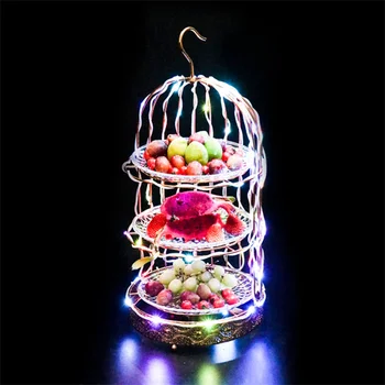 Yaratıcı Kuş Kafesi LED Işıklı Aperatif meyve tabağı Şarj Edilebilir Bar Parti Gece Kulübü VIP Servis Tepsisi RGB Değiştirilebilir vitrin rafı 19