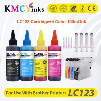 KMCYinks uyumlu mürekkep kartuşları ıçin Brother LC 123 MFC J4410DW J4510DW J870DW DCP J4110DW J132W 4×100 ml Yazıcı Mürekkep 12