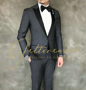 2022 Erkek Düğün Takımları Custom Made Slim Fit takım elbise Erkekler Damat Smokin 2 Parça Blazer Seti Terno Masculino Düğün Takımları 10