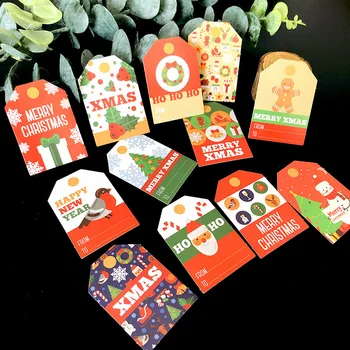 48 ADET noel hediyesi Etiketleri Jüt Sicim Dize DIY Noel Tatil Mevcut Wrap Damga ve Etiket Paketi İsim Kartı