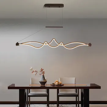 Modern LED alüminyum restoran Bar kolye ışıkları Nordic kişilik basit yatak odası çalışma ışığı yaratıcı uzun sanat asılı lamba 7