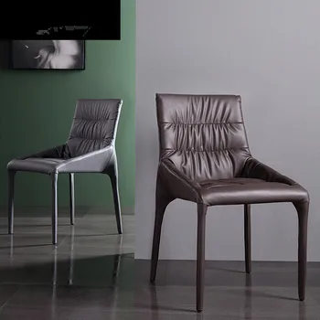 Rahat Minimalist Yemek Sandalye Deri Nordic Tasarımcısı Salonu Sandalye Ev Mobilya De Jantar Ofis Yumuşak Cadeiras Ergonomik  5