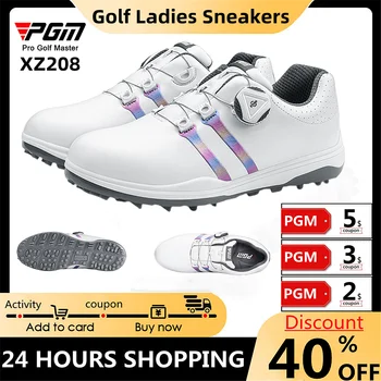 PGM Golf Bayanlar Sneakers Yeni Golf ayakkabıları Su Geçirmez Kaymaz Kadın Hafif Yumuşak Nefes Sneakers Rahat Topuzu Kemer XZ208 10