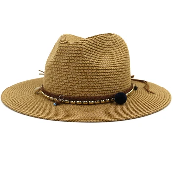 HT3625 2021 Güneş Şapka Erkek Kadın Geniş Ağzına Beach Şapka Erkek Kadın Caz Panama Şapka Fedoras Seyahat Beach Kap Saman Yaz Yeni Moda  12
