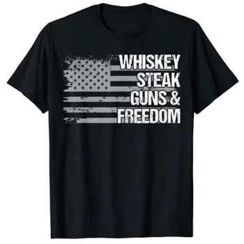 Baba Büyükbaba Veteran ABD Bayrağı Viski Biftek Silahlar Özgürlük T-Shirt Özelleştirilmiş Ürünler 18