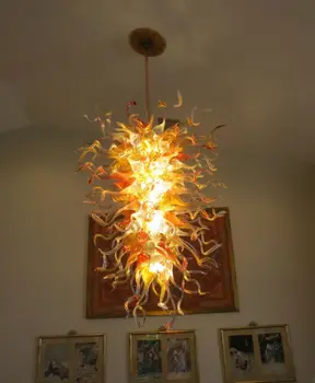 Parlak sanat dekoru sıcak LED ışıkları el üflemeli cam avize aydınlatma 8