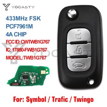 YOCASTY 3 Düğmeler 4A Çip Uzaktan Çevirme Anahtarı Renault Megane III Twingo 2012 2013 2016 CWTWB1G767 17880-FWB1G767 433MHz PCF7961M 12