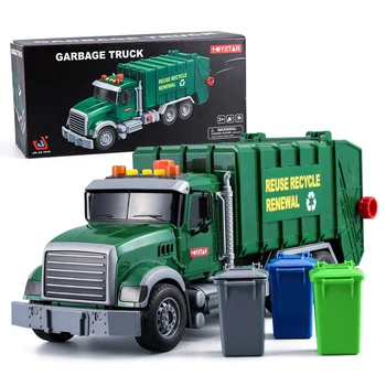 Atalet Geri Çekin araç oyuncak kamyon modeli ses ve ışık ile çöp sanitasyon araba plastik sürtünme Push & Go oyuncak hediye 14