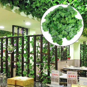 12 adet 2M Yeşil Yapay sarmaşık yaprağı Garland Bitkiler Vine Fake Yeşillik Çiçekler Bonsai Dekorasyon Bahçe Düğün Parti Ev dekor 18