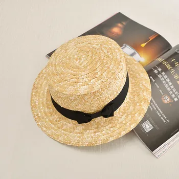 Yaz Düz güneş şapkaları Kadınlar İçin Chapeau Feminino Hasır Şapka Panama Tarzı Cappelli Yan Kow plaj kovası Kap Kız 14