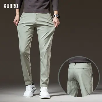 KUBRO 2023 erkek İlkbahar Sonbahar Pamuk Gevşek Düz pantolon İş günlük pantolon Dört Renk Şık Erkek Büyük Cep Kargo Yeşil 12