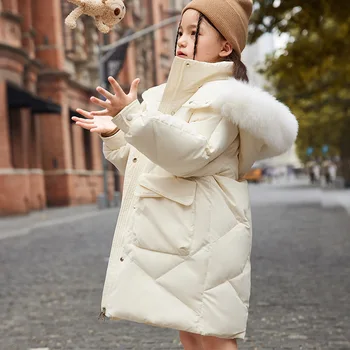 Kış Ceket Kızlar İçin Uzun Katı çocuk uzun kaban Sıcak Çocuklar Parkas 15