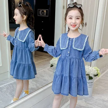 Kız Elbise Çocuk Etek İlkbahar Yaz Pamuk 2022 Düğmeler Çiçek Kız Elbise Parti gece elbisesi Hediye Rahat Çocuk Giyim