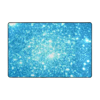 Galaxy Sparkle Yıldız Mavi Paspas Halı Paspas Halı Polyester Kaymaz Zemin Dekor Banyo Banyo Mutfak Balkon 60 * 90 15