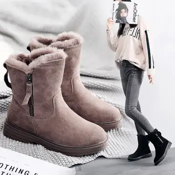 Kış Yeni Kore Versiyonu Artı Kadife Sıcak Kar Botları Kadın Kısa Tüp Pamuk Çizmeler Püskül Fermuar Çizmeler pamuklu ayakkabı 1