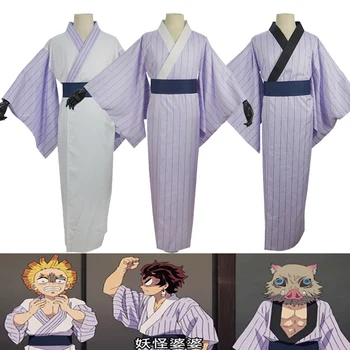 Anime iblis avcısı Kamado Tanjirou Agatsuma Zenitsu Hashibira Inosuke Cosplay Kostüm Kimetsu hiçbir Yaiba Kimono Custom Made 10