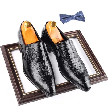 Ingiliz Iş günlük erkek ayakkabısı Timsah Tasarım Sivri Burun Resmi Elbise Ayakkabı Bahar Loafer'lar Düğün Ofis Deri Oxfords