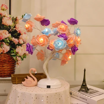 Romantik Gül ağaç ışıkları Akülü ve USB Çiçek Gece Lambası Düğün sevgililer Günü Olay Parti Garland Dekoratif