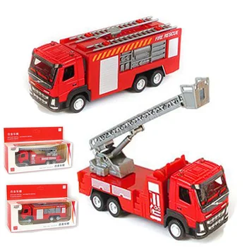 1: 50 Ölçekli Alaşım Arabalar Metal Yangın Su Kamyonu Diecast yangın merdiveni Kamyon Modeli Yangın iş makinesi Döküm oyuncak arabalar Çocuk İçin 6