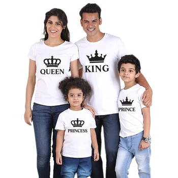 Yaz Aile Bak Eşleşen Giyim Kıyafetler T-Shirt Kral Kraliçe Prens Prenses Baba Anne Kızı Eşleşen Gömlek 01 07 17