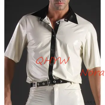 El yapımı Doğal Lateks Gömlek Erkekler Kauçuk Tank Top Beyaz Siyah Boyutu XS-xxxl Custom Made 10