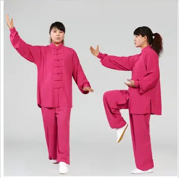 Geleneksel Çin Giyim 14 Renk Uzun Kollu TaiChi Erkekler KungFu Üniforma Takım Üniforma Tai Chi Egzersiz Giyim 9