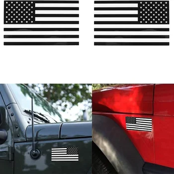 2 Adet Siyah ABD Amerikan Araba Bayrağı Amblem Çıkartmaları Akrilik Araç Taktik Askeri Vatansever Rozeti Sticker Araba Kamyon Jeep SUV