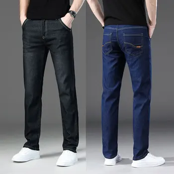 Yeni Yaz İnce Moda Marka erkek Kot Erkekler Düz Tüp Gevşek Streç İnce Siyah Rahat Uzun pantolon Moda Siyah Kot 1