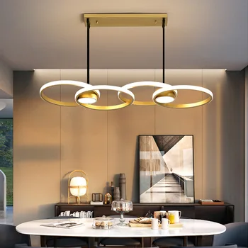 LED yemek avize basit lamba restoran kolye ışıkları altın moda led yemek avize oturma odası yemek odası için 6