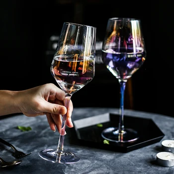 Iskandinav Gökkuşağı kurşunsuz cam şarap kadehi Ev ıçme Kadeh şampanya bardakları düğün Bar Otel parti şarap bardakları kristal cam