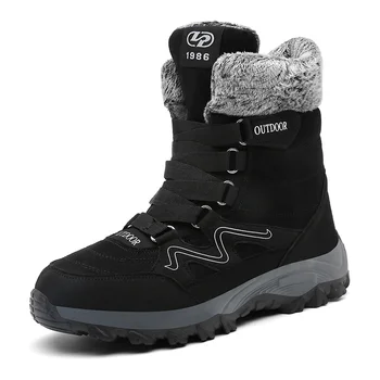 Yeni yürüyüş ayakkabıları Kışlık Botlar Erkekler Sıcak Tutmak Orta Buzağı Kar Botları kaymaz Unisex Sneakers Yüksek Top Yürüyüş ayakkabı ışığı Büyük Boy 46 15