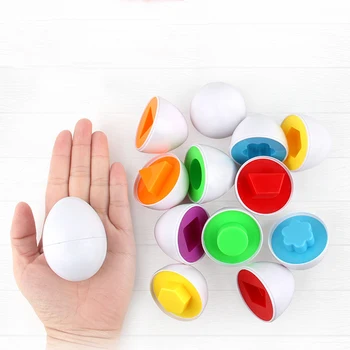 [Üst] 6 adet / grup Bebek bebek oyuncakları Eğitim Bulmaca Oyunu Tanımak Renk Şekil Çocuk Yumurta Oyuncak Toddler Eşleştirme Oyuncak Çocuk bebek Hediye 15