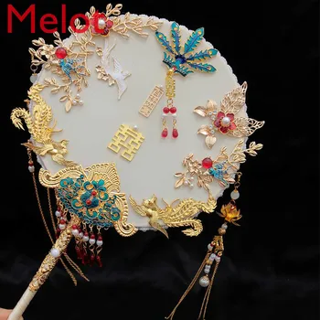 Çin Düğün Buket El Yapımı Antik Stil Fan High-End Dairesel Fan Dekorasyon Hediyeler Çin Fan
