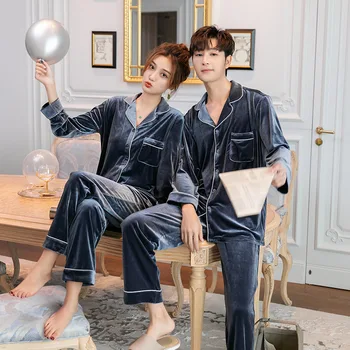 Kadın Pijama Seti Kore Kadife Pijama Kadın Ev Giysileri Sonbahar Kış Pijama 19