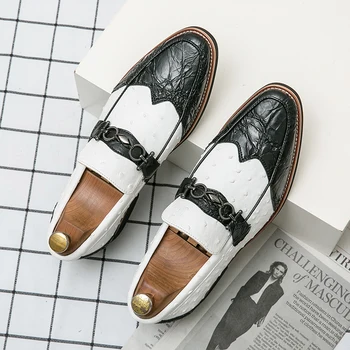Klasik Erkek Elbise Ayakkabı Slip-on Brogue Ayakkabı Mens Rahat parti ayakkabıları Adam Popüler Platform deri ayakkabı Erkekler Boyutu 38-46 9