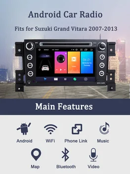 7 İnç Android 10.0 Araba Multimedya Oynatıcı GPS Navigasyon Bluetooth Stereo DVD oynatıcı Radyo 2007-2013 Suzuki Grand Vitara 15