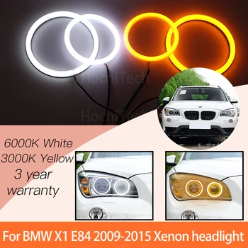 1 Takım beyaz + sarı pamuk ışık melek gözler ışık halkası kitleri için BMW X1 E84 2009 2010 2011 2012 2013 2014 2015 Xenon far 5