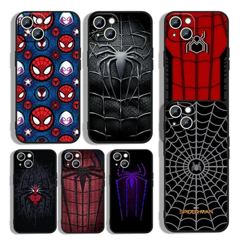Marvel Örümcek Adam Logosu Apple iPhone 13 12 11 mini 8 7 6S 6 XS XR X 5 5S SE 2020 Pro Max Artı Siyah telefon kılıfı Çapa